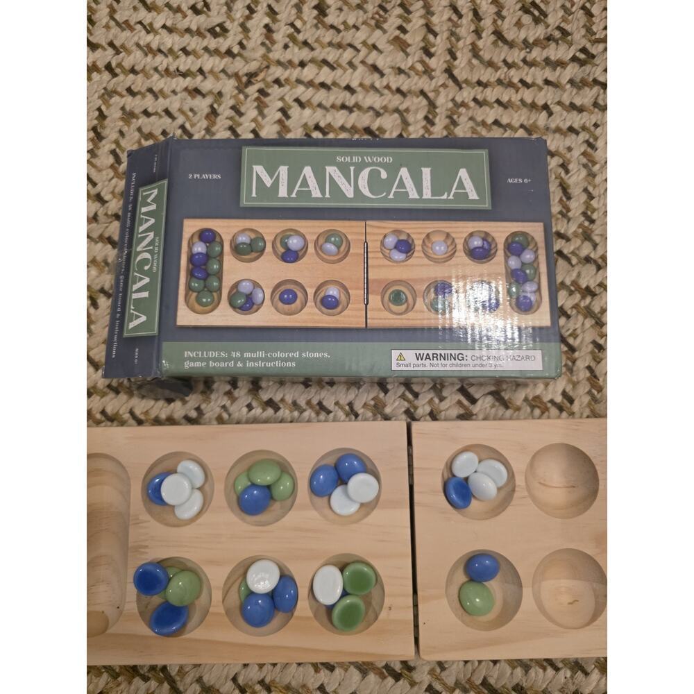 Solid Wood Mancala Board Game 2005 Target 30 Stones - Picture 13 of 16